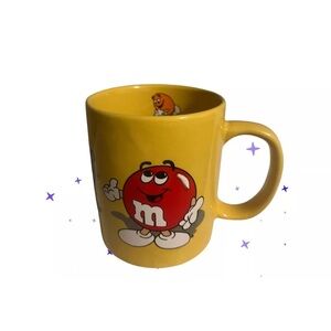 Vintage 1996 M&M’s Collectible Yellow Coffee Mug Cup Green Blue Orange & Red M&M